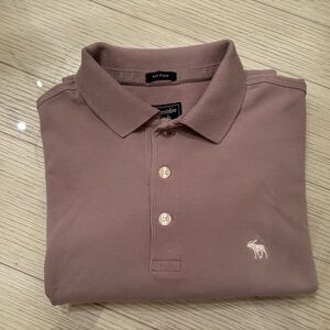 Abercrombie & Fitch Men's Dusty Pink Polo Shirt
